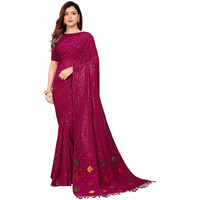 Pratham Blue Women's Sequins Georgette Fancy Saree With Blouse Piece (Am-287_Pink)