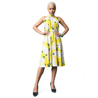 Purvaja Womens Fit & Flare Knee Length Dress (Wini-058-Oxey_Yellow_Small)