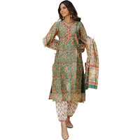 Lookmark Kurta Set: Where Tradition Meets Trend: Stay Fashion-Forward Yet Rooted In Tradition With Our Stylish Ethnic Sets! Green