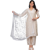 Stylum Women's Embroidered Net Drawer Dupatta (Dupnuvwhite_White)