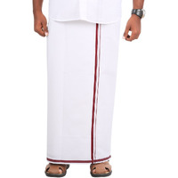 Prakasam Cotton Galaxy Men's White Dhoti With Big Barder (1.27 X 2.00 Meter)