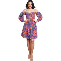 Purvaja Womens Fit & Flare Above Knee Length Dress (Floe-029_Purple_Small)