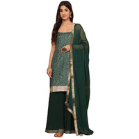 Varanga Women Green Bandhini Printed Kurta Paired With Sharara And Dupatta  Elegant Traditional Ensemble (Extra Large)