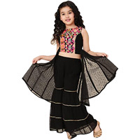 A.T.U.N. (All Things Uber Nice) A.T.U.N. Girls Embroidered Sharara Set_Gsrr Ple Tfb_14-15Y_Black-Multi