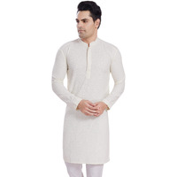 Divisive Men's Sequince Embroidered Cotton Blend Only Slim Fit Kurta (Dkrt525_M_Off White)