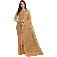 Fashion Basket Women's Georgette Sequence Cream Saree With Un-Stitched Blouse Piece (Fb-Sr-Sari2713_Cream)