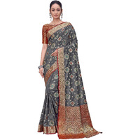 Glory Sarees Women's Banarasi Silk Saree With Blouse Piece (Gs_Vivah_Silk110_Grey)