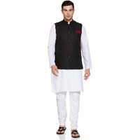 Be Active Men's Solid Linen Blend Kurta Pyjama 3 Piece Set || Men Kurta Pajama With Modi Jacket || Kurta Pajama Nehru Jacket For Men (C-Rfkt0001-15-Set-Xl)