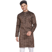 Divisive Men's Self Woven Jequard Art Silk Slim Fit Only Kurta (Dkrt471_M_Coffee)