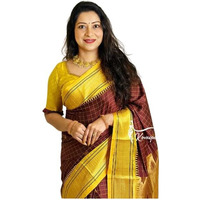 Flosive Women's Present Banarasi Soft Lichi Silk Saree Beautiful Jacquard Rich Pallu Design Work Zari Woven Kanjivaram Silk Style Saree With Soft Lichi Silk Blouse Piece Ayn Royal Mix (Yellow).
