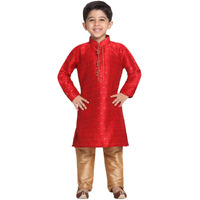 Jbn Creation Boys' Traditional Maroon & Rose Gold Silk Blend Kurta Pyjama Set For Weddings & Festivals_Vasbk023Manprg_32