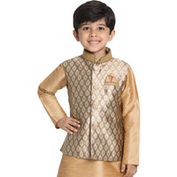 Jbn Creation Boys' Gold Silk Blend Nehru Jacket (Vasbj025Go, For 4-5 Years)