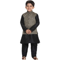 Jbn Creation Vastramay Boys' Black Silk Blend Boys Nehru Modi Jacket Kurta & Pyjama Set_Vasnbj005Blnbkbl001Npbl_28