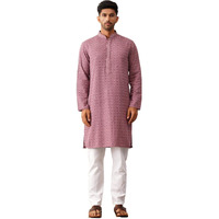 Jompers Men's Magenta Embroidered And Sequence Kurta Pyjama Sets. (Magenta, Xl)