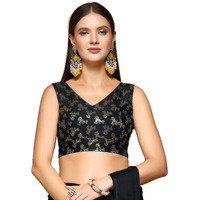 Oomph! Readymade Blouse For Women, Brocade, Sleeveless, V-Neck, Rbbl658