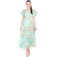 Oomph! Women's Crepe A-Line Maxi Dress (Sapphire Blue_Md110M Medium)