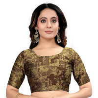 Pujia Mills Women's Ultra Silk Half Sleevee U Neck Simple Blouse(Ultra Brown)