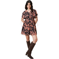 Purvaja Womens Fit & Flare Above Knee Length Dress (Floe-014_Black_X-Large)