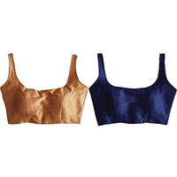 Pujia Mills Silk, Half Sleeve Women's Regular Blouse (Bb Gold Navy34 Navy 34)