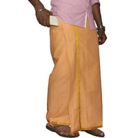 Prakasam Cotton Men's Single L.Kavi Colour With Jari Border Welcro Pocket Dhoti (Hip Size-40)-(Length-42Inches)