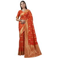 Shasmi Women's Banarasi Saree Pure Kanjivaram Silk Saree Soft New Ladies 2025 Design Wear Pattu Sarees Latest Party Sari Collections With Blouse Piece For Wedding Sadi (Pari-188 Orange)