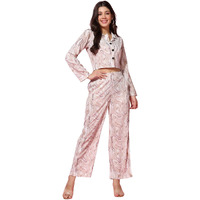 Tagdo Women's Co-Ords Printed Dress Set (Shirt-Pair-5150-Brown-Xxl)