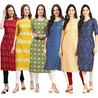 Pinkmint Women's Crepe Digital Print Straight Kurta Pack Of 6 [Cr-337-329-338-353-360-366-Xl]