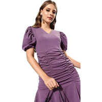 Rare Women Purple Color Knee Length Solid Dress