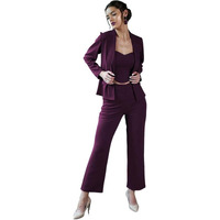 Selvia Women's Full Sleeve Lycra Sweetheart Neck 3 Piece Blazer Co-Ords Dress (485Tk10686Nb-S_Wine1) Wine