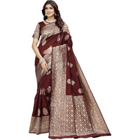 Shasmi Women's Banarasi Saree Pure Kanjivaram Silk Saree Soft New Ladies 2025 Design Wear Pattu Sarees Latest Party Sari Collections With Blouse Piece For Wedding Sadi (Pari-209) (Maroon)