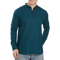 Divisive Men's Pure Cotton Relaxed Fit Short Kurta (Dkrt263_S_Teal)