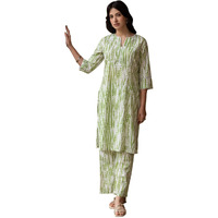 Fiorra Women's Green Cotton Straight Kurta Set Set0182