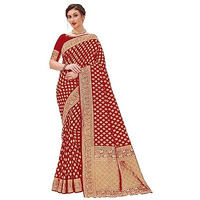 Glory Sarees Womens Banarasi Silk Saree With Blouse Piece (Kara161_Red)
