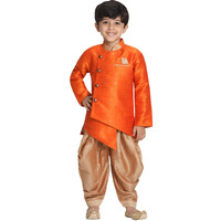 Jbn Creation Boys' Rust And Rose Gold Silk Blend Sherwani And Dhoti Pant Set_Jbnbiw014Rtncdrg_22