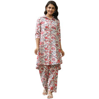 Leriya Fashion Women's Rayon Printed Regular Kurta Set (Lf-W2158&Tr1124_Pink_S)