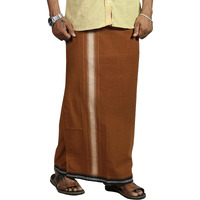 Prakasam Cotton Mens Single (1.28 X 2.00 Mtrs) Colour Thalapathi Border Dhoti/Fine Quality Single Dhoti (Kakki)
