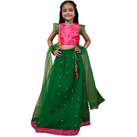 Pspeaches Girls Net Readymade Lehenga Choli With Dupatta (L-Greentikli-7- Green_7-8Y)