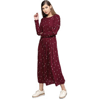 Rare Women's Rayon Fit And Flare Standard Length Casual Dress (Ep541_Maroon_M)