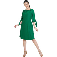 Purvaja Womens A-Line Below Knee Length Dress (Nisi-011-013) (In, Alpha, L, Green)