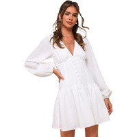 Rare Women's Polyester A-Line Mini Casual Dress (Ep8131_White_S)