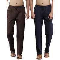 See Designs Men Deep Brown & Navy Blue Solid Pure Cotton Men's Pyjama (Pack Of 2)_Sdcbpj168Xxxl