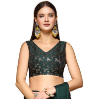 Oomph! Readymade Blouse For Women, Brocade, Sleeveless, V-Neck, Rbbl651