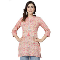 Stylum Women's Printed & Embroidered Cotton Kurti (Roman42_Pink, Xl)