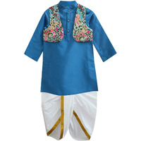 A.T.U.N. Boys' Regular Fit Dhoti (Bkls Fbl Tur_Turquoise-White_4-5 Years)