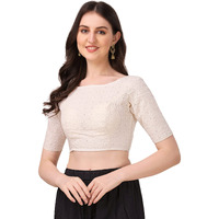 Oomph! Traditional Cotton Fabric Blouse For Women | Round Neck., Elbow Length Sleeves | Wedding & Festival Wear | Comfortable & Trendy Ethnic Wear | Readymade Blouse For Saree & Lehenga