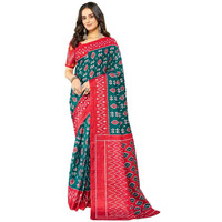 Satrani Women's Cotton Printed & Ready To Wear Saree With Unstitched Blouse Piece (3391S295N_Dull Rama & Maroon2)