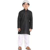 Jbn Creation Boys' Black Cotton Blend Kurta And Pyjama Set_Jbnbk066Blnpwh_26