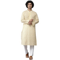 See Designs Yellow Cotton Regular Fit Printed Kurta_Sdkt1077M