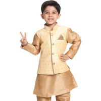 Jbn Creation Boys' Gold Silk Blend Nehru Jacket (Vasbj009Go, For 5-6 Years)