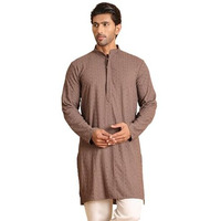 Jompers Coffee Embroidered & Sequins Straight Kurta Only For Men. (Coffee, S)